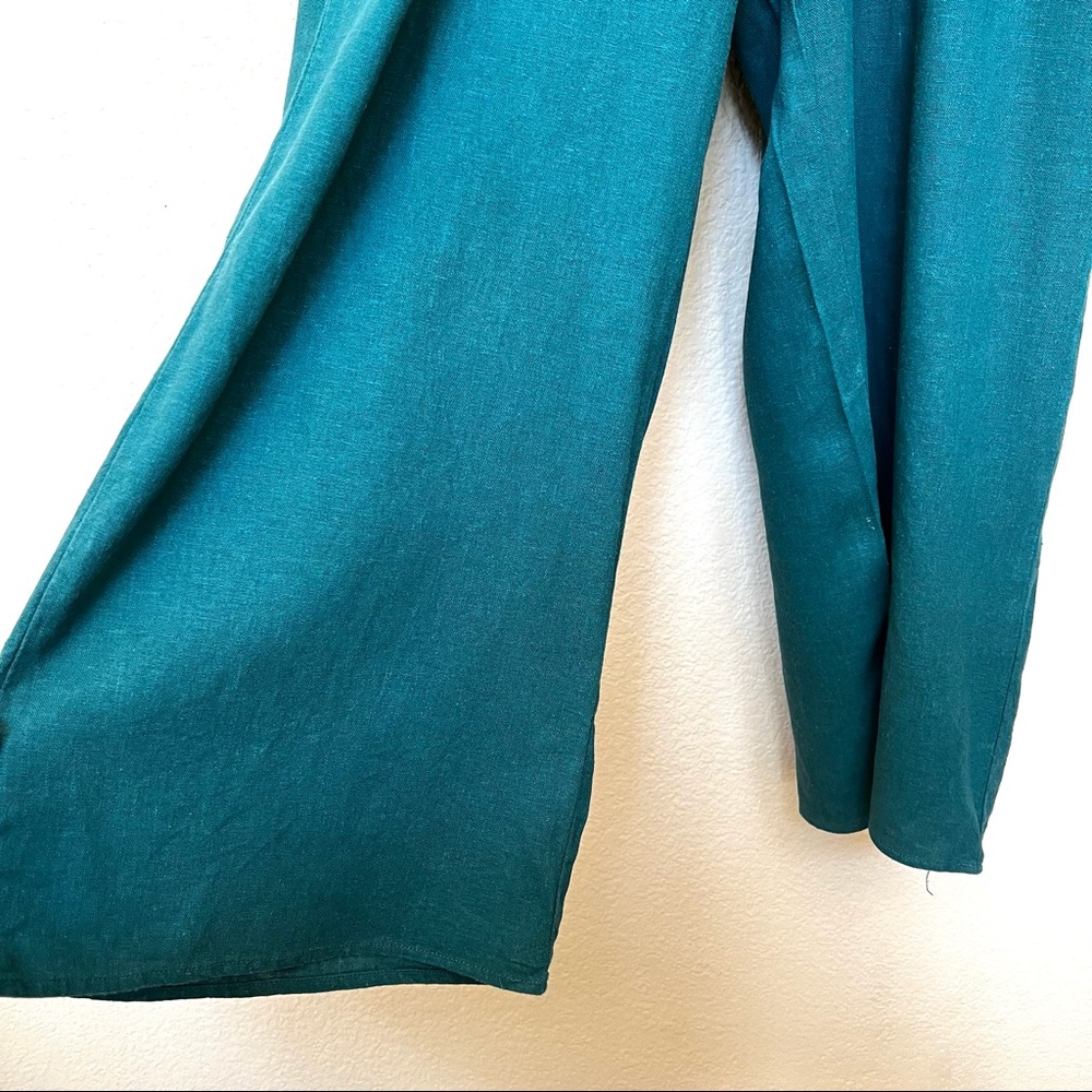 Urban Outfitters Green Strapless Ruffle Linen Jumpsuit A-22 - Picture 6 of 13